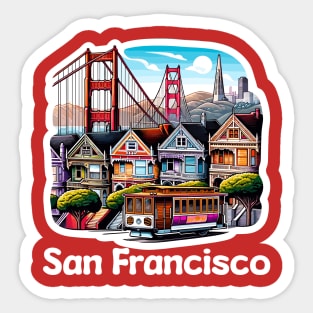 Colorful SF Panorama - San Francisco Sticker